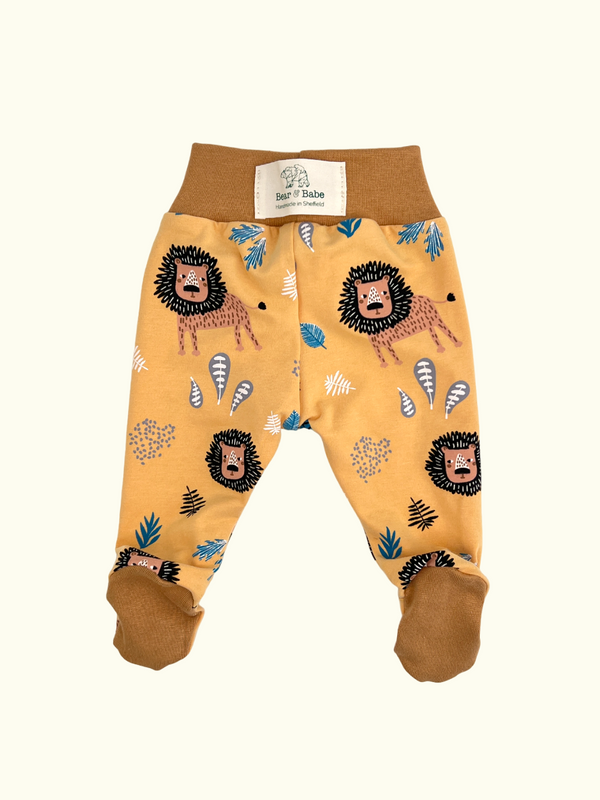 Yellow Lions Baby and Children's Footed Leggings