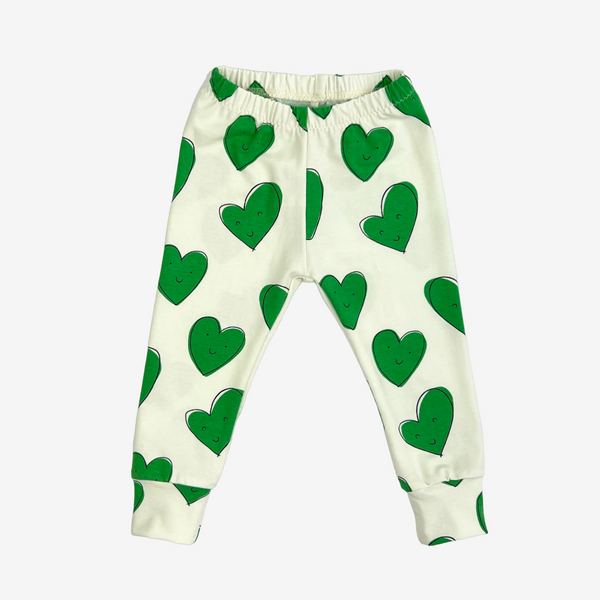 Green Happy Hearts Baby and Children's Leggings