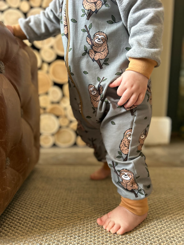 Green Sloths Baby and Children's Hooded Romper