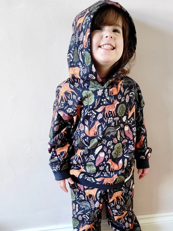 Navy Forest Animals Baby and Children's Hoodie