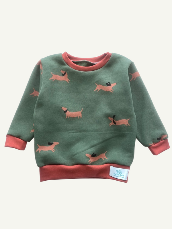 Green Sausage Dogs Baby and Children's Sweater