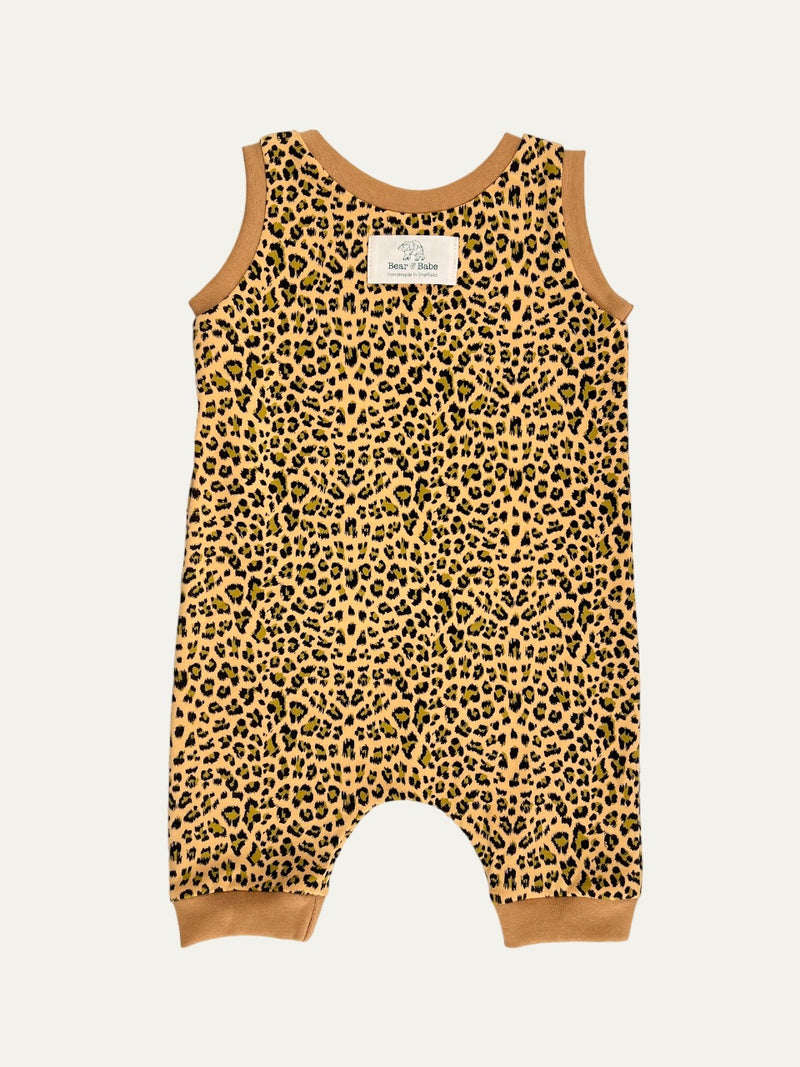 Yellow Leopard Print Baby and Children's Short Romper