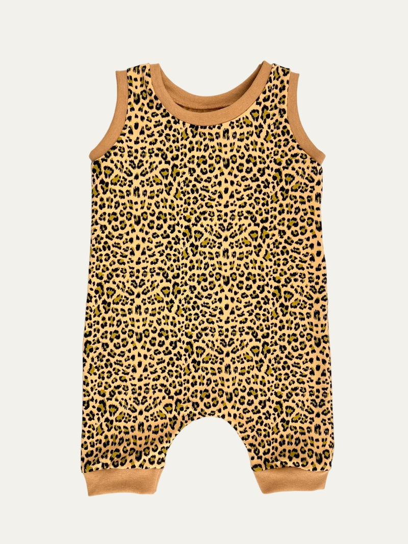 Yellow Leopard Print Baby and Children's Short Romper