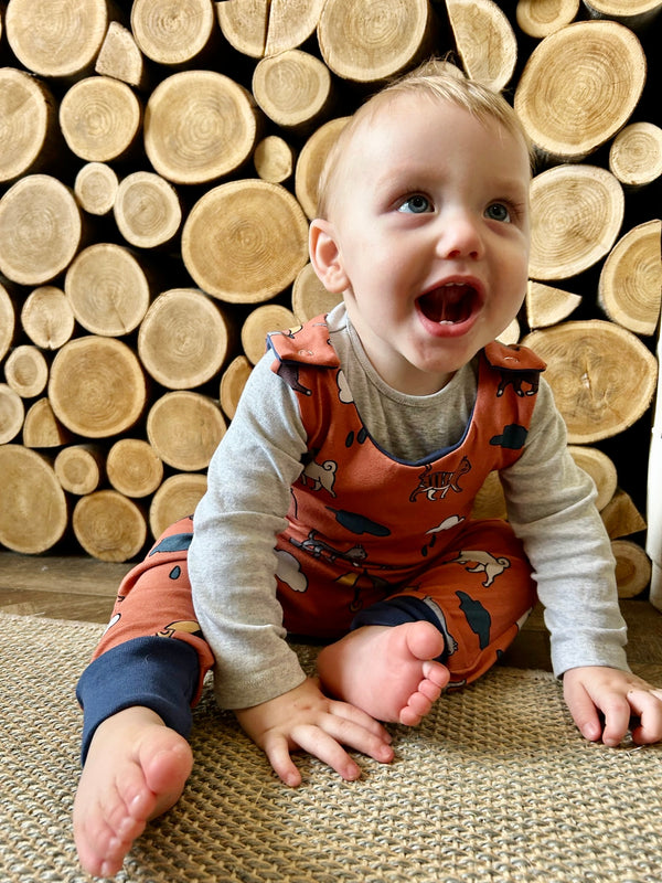 Orange Raining Cats & Dogs Baby and Children's Romper