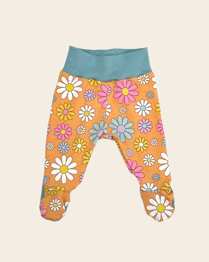 Orange Flowers Baby and Children's Footed Leggings