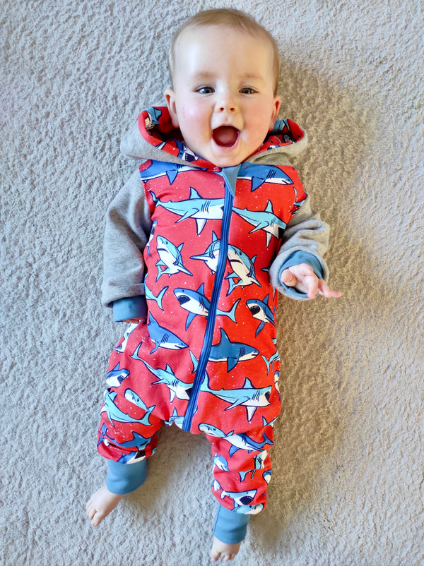 Sharks Baby and Children's Hooded Romper