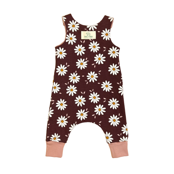 Burgundy Daisies Baby and Children's Romper
