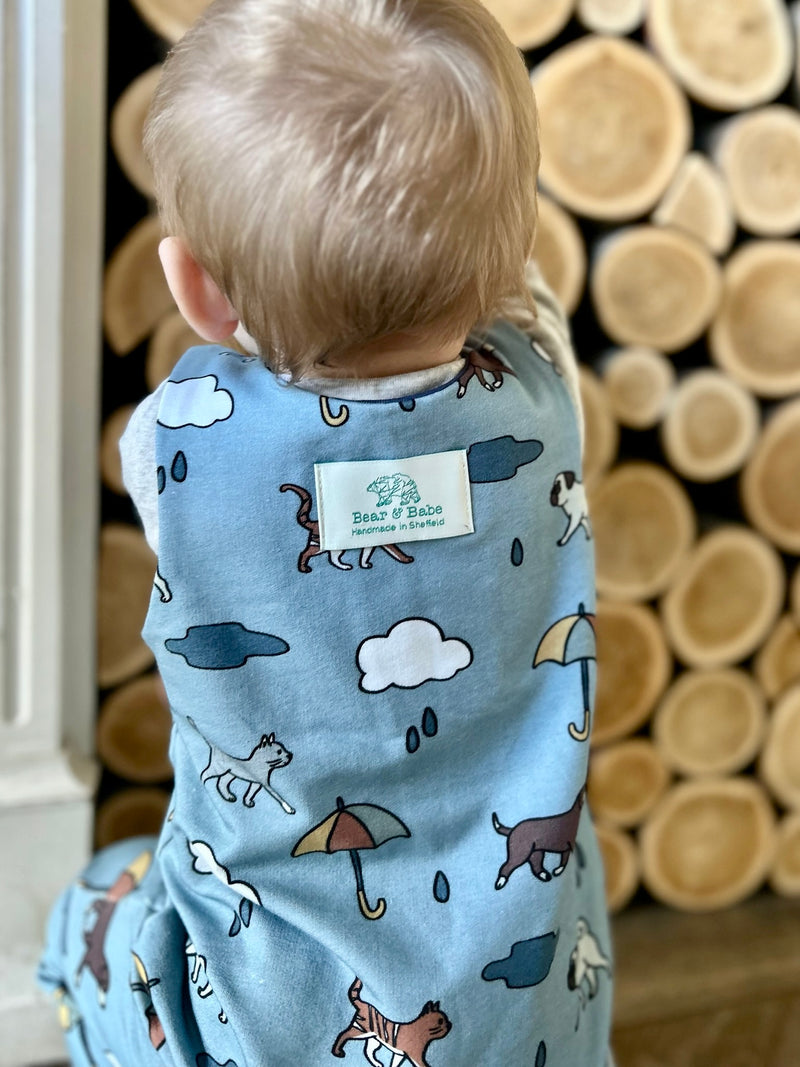 Blue Raining Cats & Dogs Baby and Children's Romper