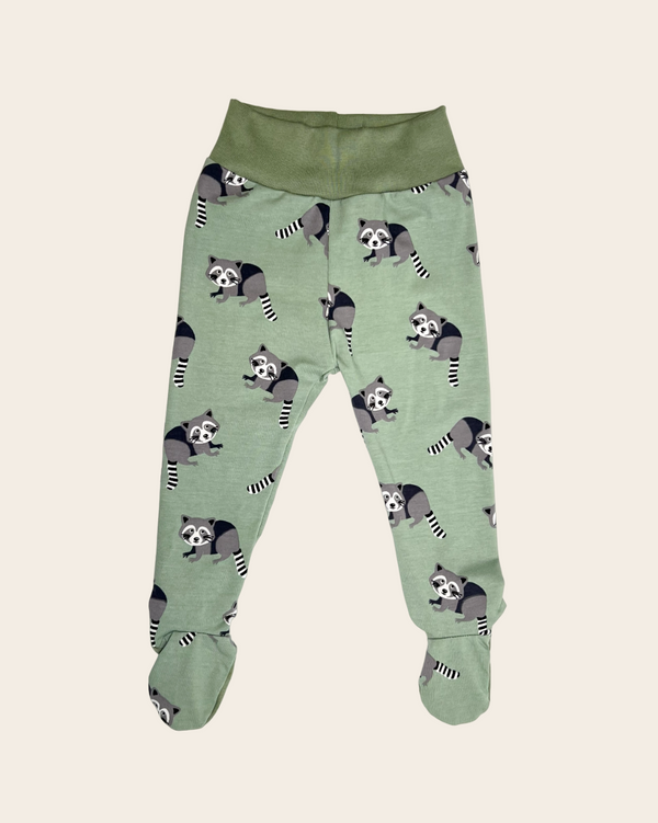 Sage Raccoons Baby and Children's Footed Leggings