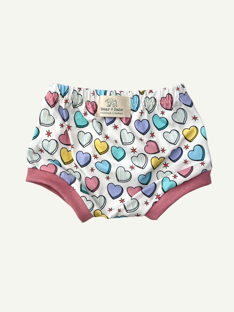 Cream Candy Hearts Baby and Toddler Bummies