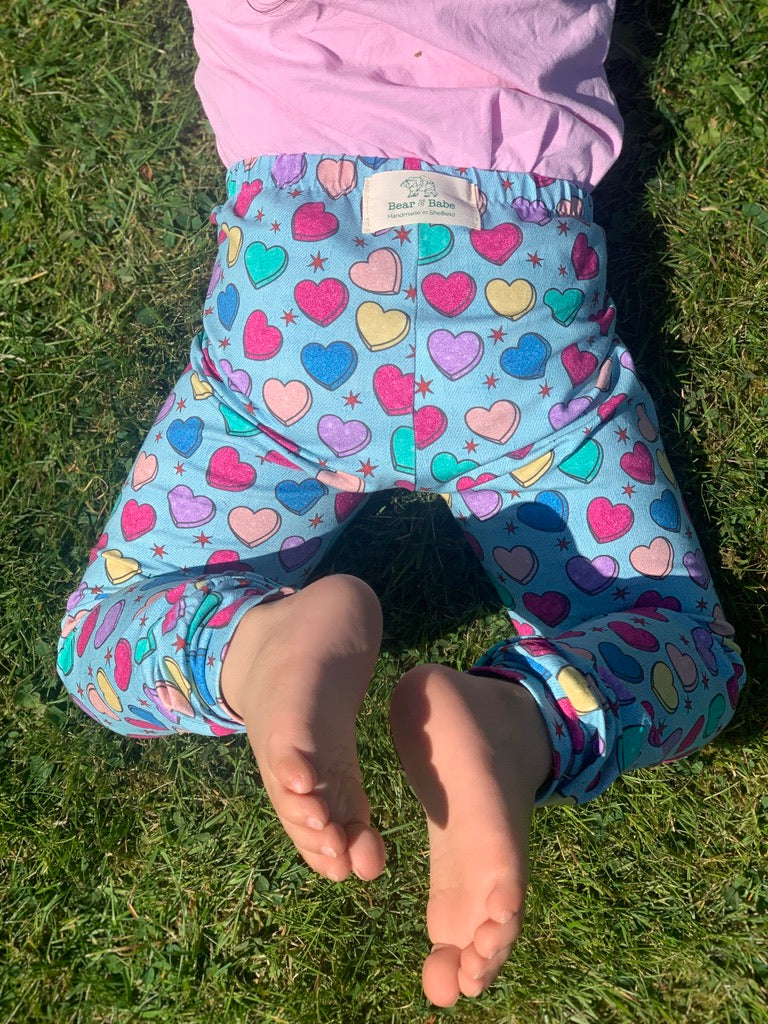 Denim Candy Hearts Baby and Children's Leggings