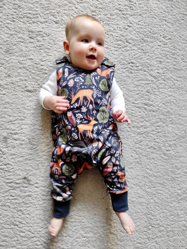 Navy Forest Animals Baby and Children's Romper