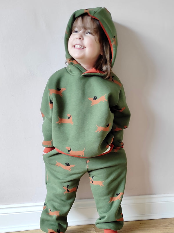Green Sausage Dogs Baby and Children's Hoodie
