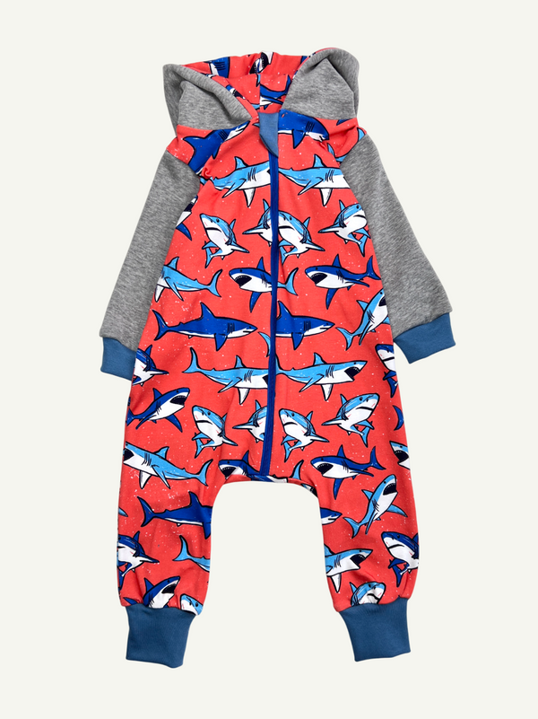 Sharks Baby and Children's Hooded Romper