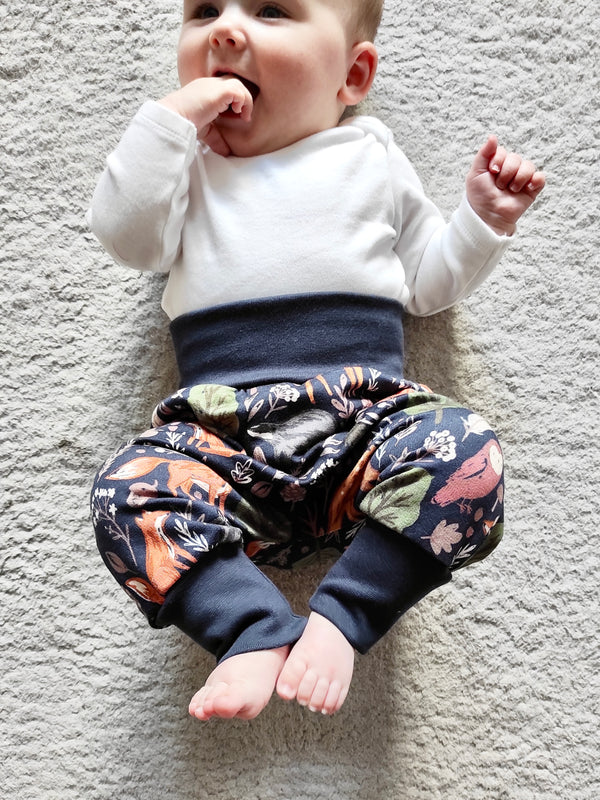 Navy Forest Animals Baby and Children's Harem Pants