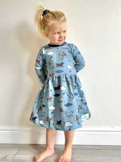 Blue Raining Cats & Dogs Baby and Children's Dress