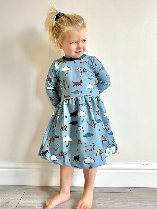 Blue Raining Cats & Dogs Baby and Children's Dress