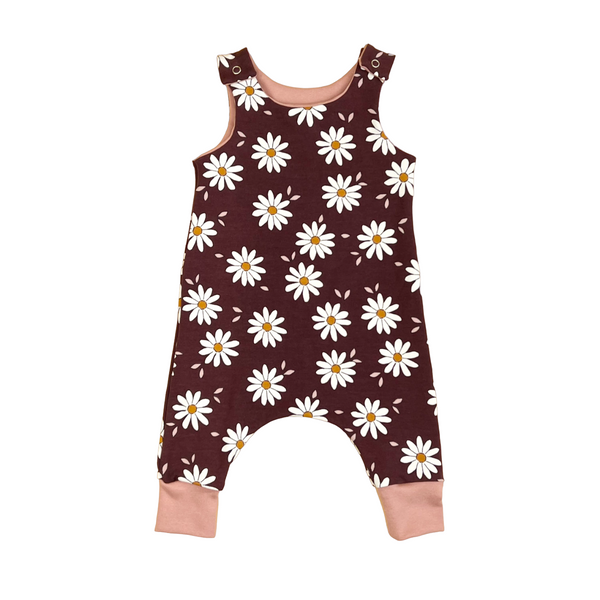 Burgundy Daisies Baby and Children's Romper