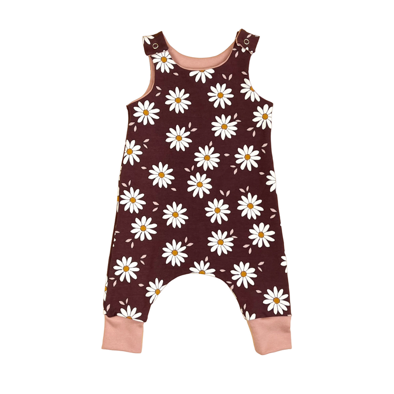 Burgundy Daisies Baby and Children's Romper