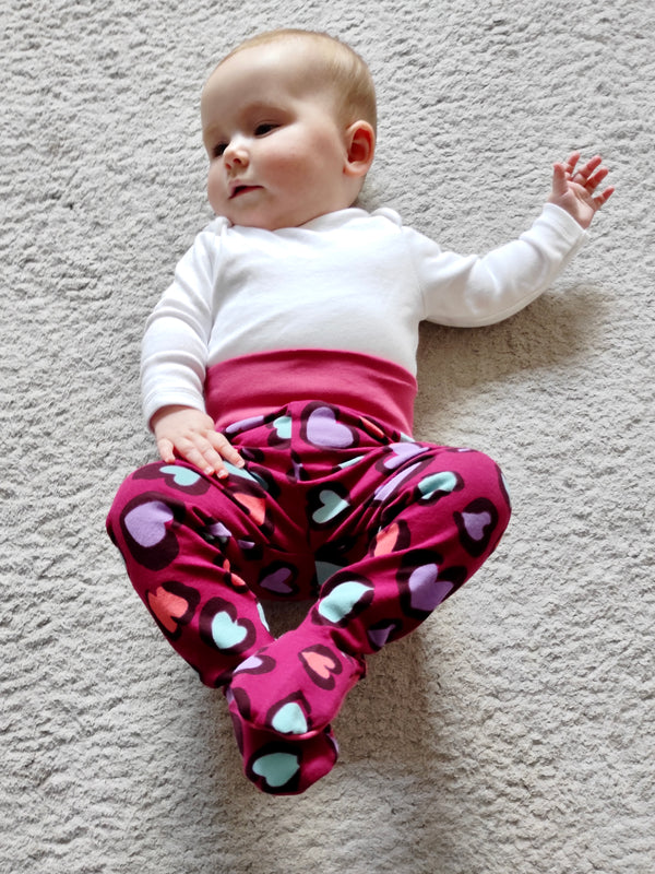 Leopard Print Hearts Baby and Children's Footed Leggings