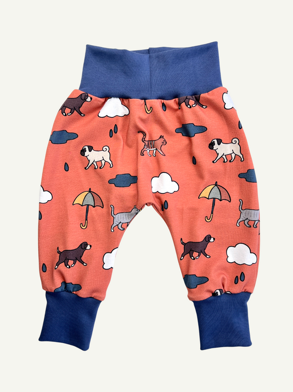 Orange Raining Cats & Dogs Baby and Children's Harem Pants
