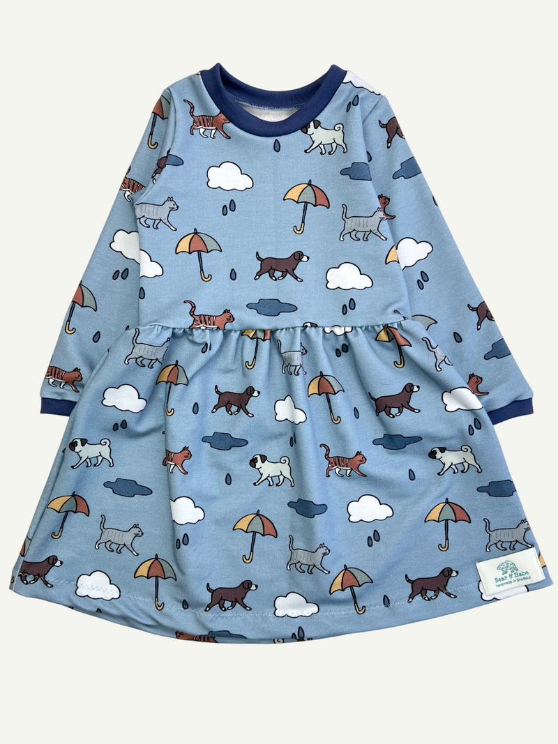 Blue Raining Cats & Dogs Baby and Children's Dress