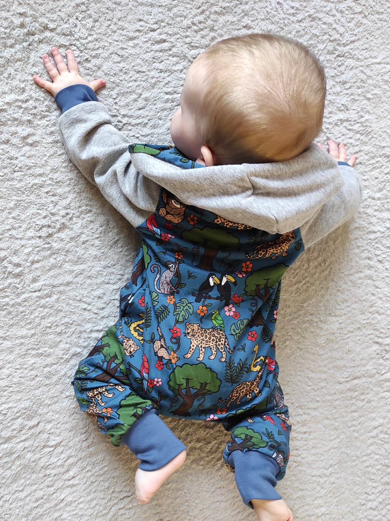 Blue Rainforest Baby and Children's Hooded Romper
