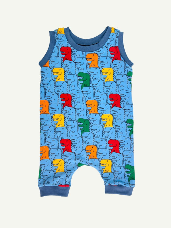 Blue T-Rex Baby and Children's Short Romper