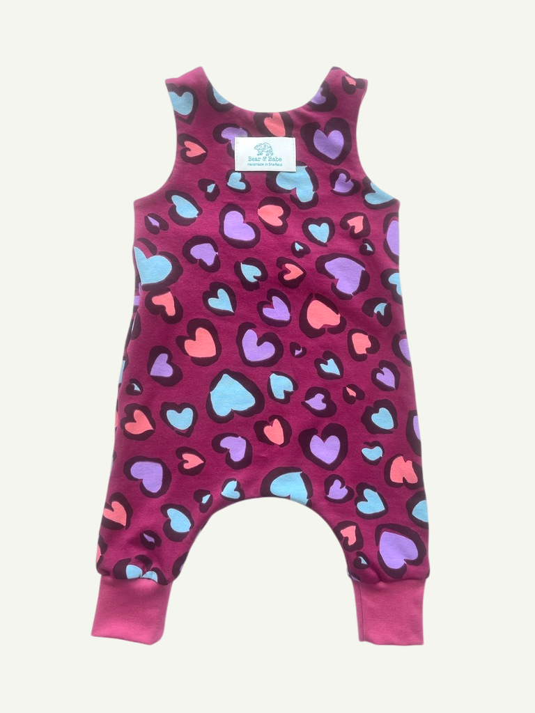 Leopard Print Hearts Baby and Children's Romper