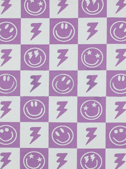 Purple Smiley Checkers Baby and Children's Zip Sleepsuit