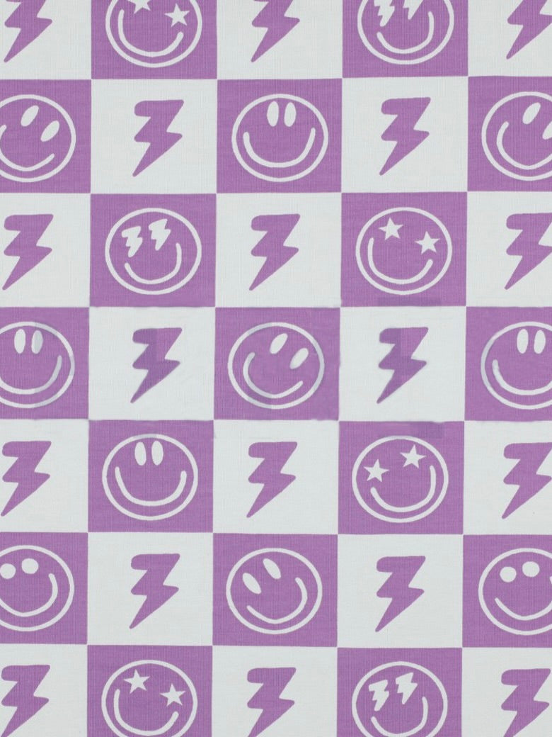 Purple Smiley Checkers Baby and Children's Zip Sleepsuit