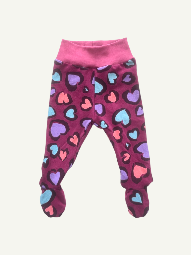Leopard Print Hearts Baby and Children's Footed Leggings