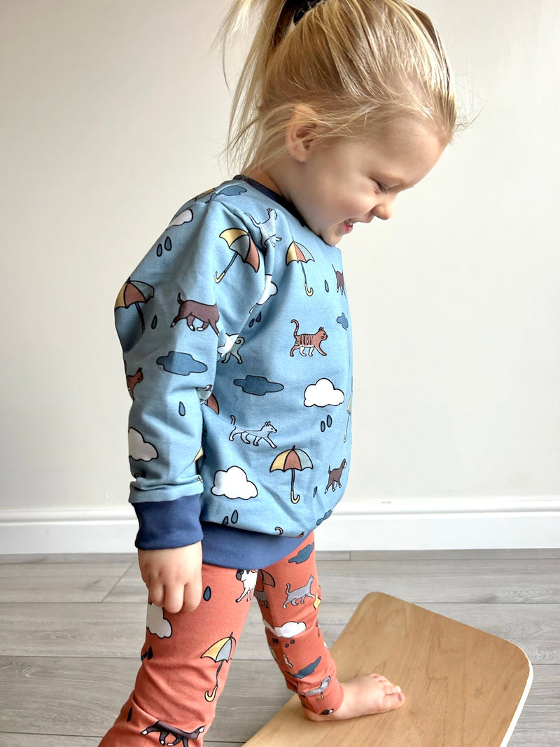 Blue Raining Cats & Dogs Baby and Children's Sweater