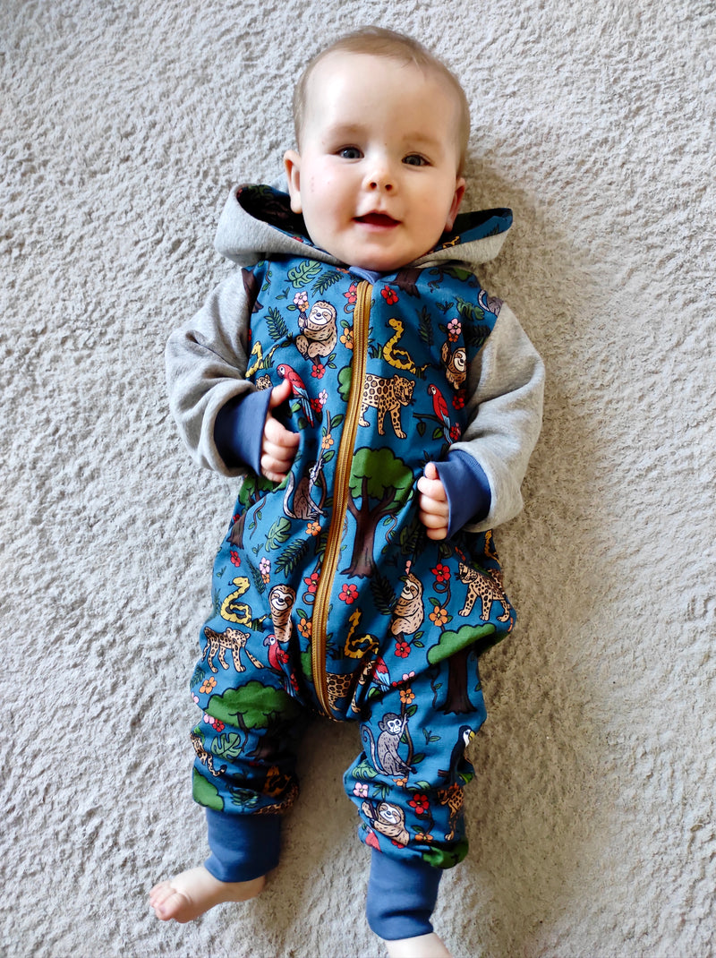 Blue Rainforest Baby and Children's Hooded Romper