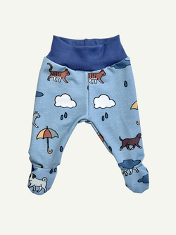 Blue Raining Cats & Dogs Baby and Children's Footed Leggings