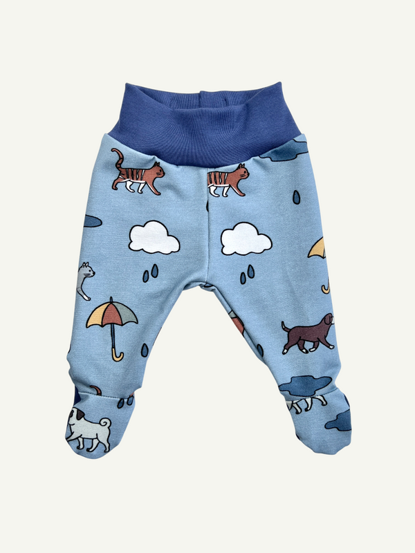 Blue Raining Cats & Dogs Baby and Children's Footed Leggings