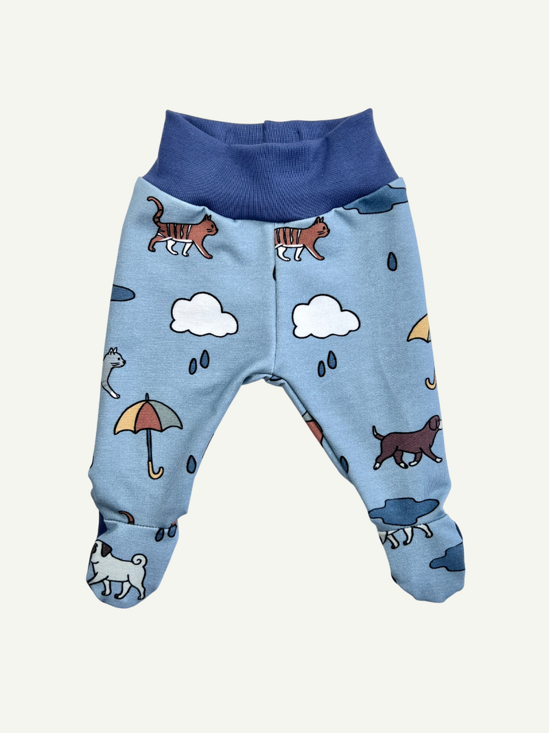 Blue Raining Cats & Dogs Baby and Children's Footed Leggings