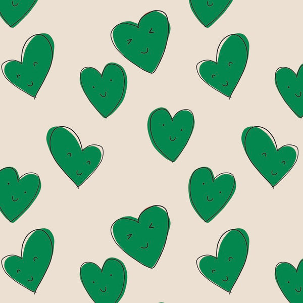 Green Happy Hearts Baby and Children's Zip Sleepsuit