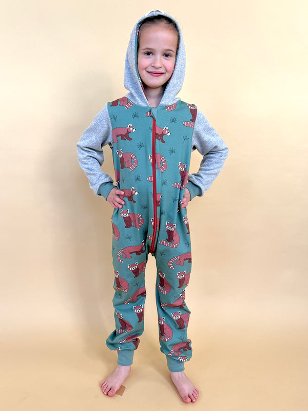 Red Pandas Baby and Children's Hooded Romper