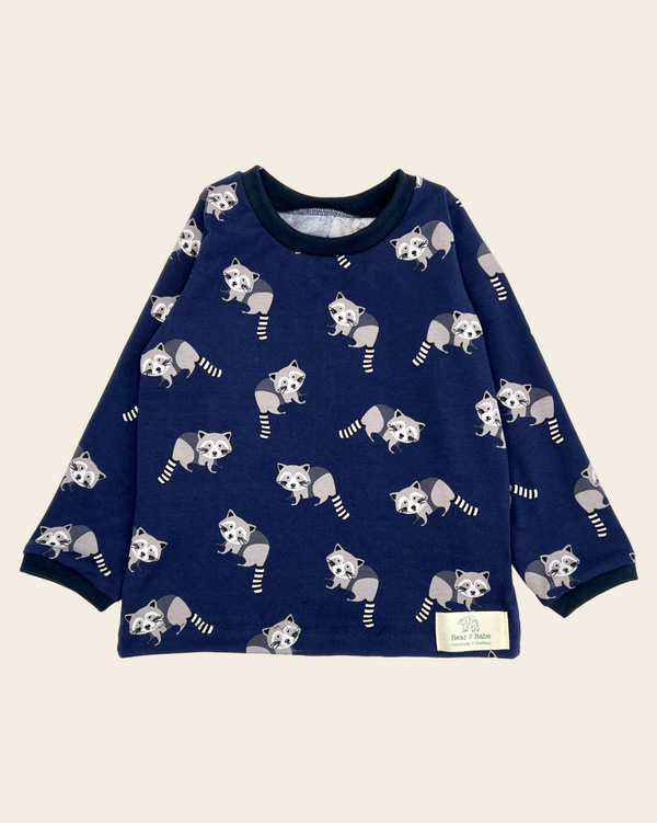 Navy Raccoons Baby and Children's Long Sleeved Tee