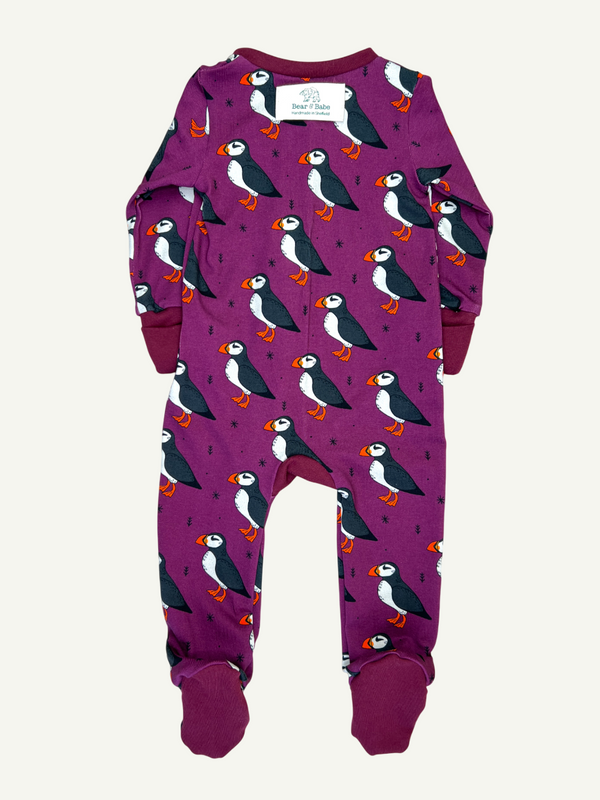Plum Puffins Baby and Children's Zip Sleepsuit