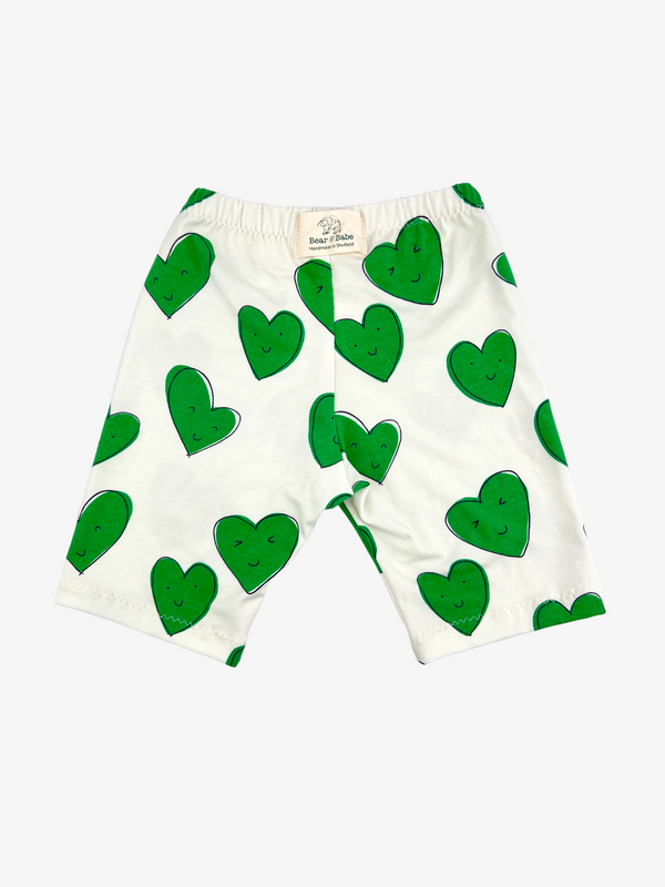Green Happy Hearts Baby and Children's Shorts