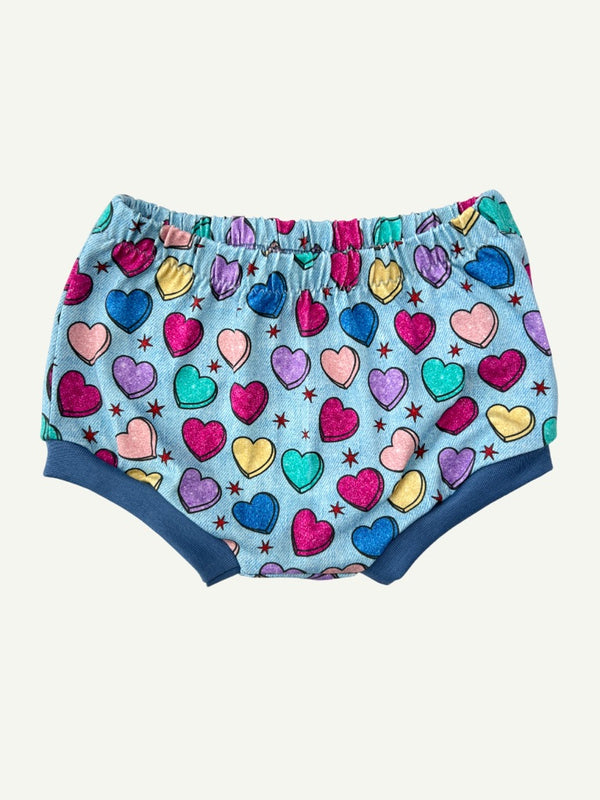 Denim Candy Hearts Baby and Toddler Bummies