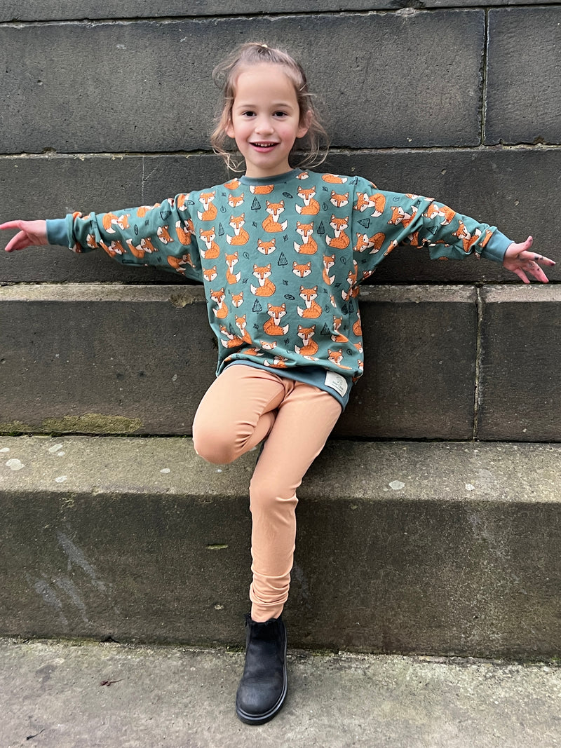 Khaki Green Foxes Baby and Children's Sweater