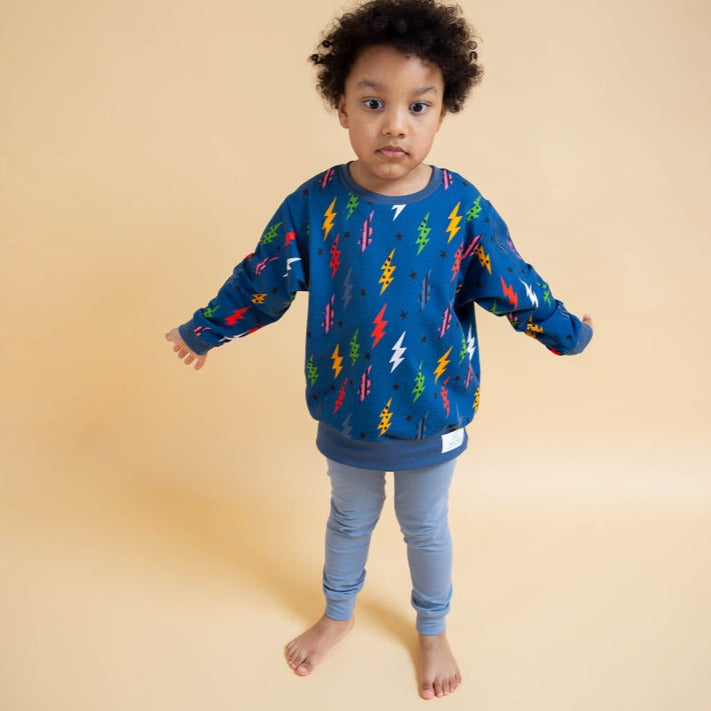 Navy Lightning Bolts Baby and Children's Sweater