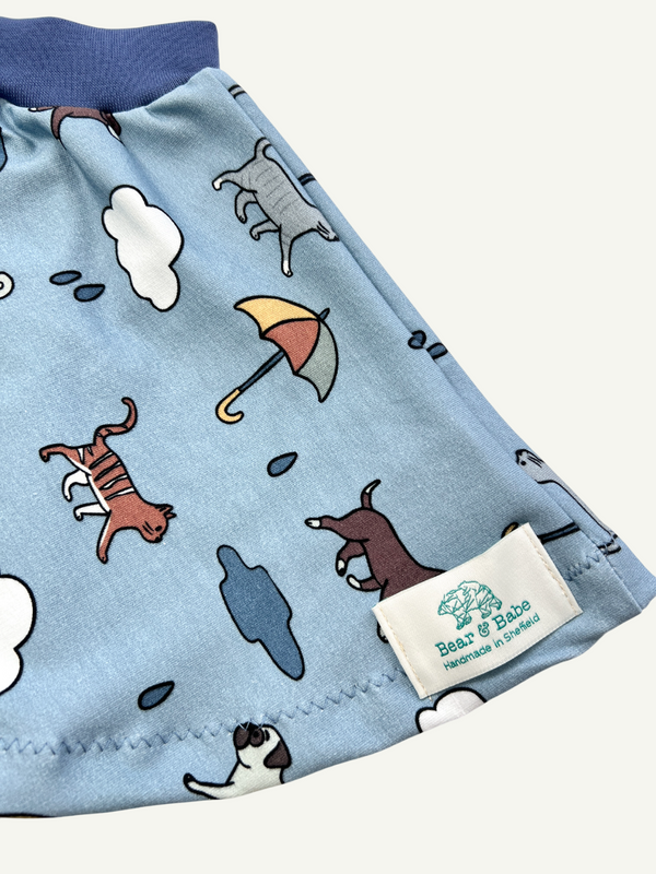 Blue Raining Cats & Dogs Baby and Children's Skirt