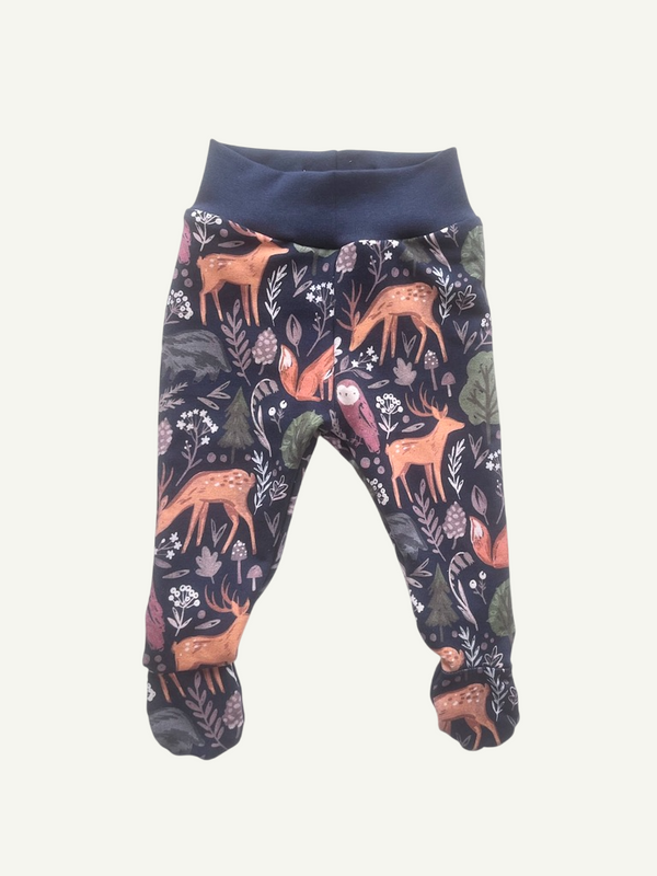 Navy Forest Animals Baby and Children's Footed Leggings