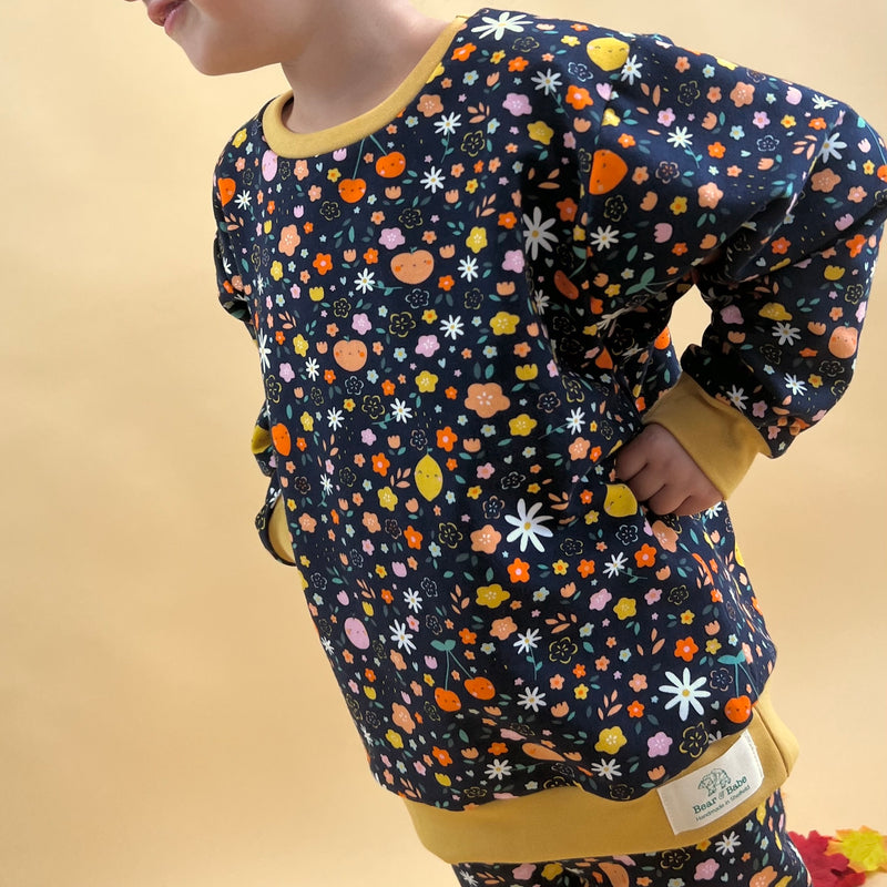 Navy Floral Fruits Baby and Children's Sweater