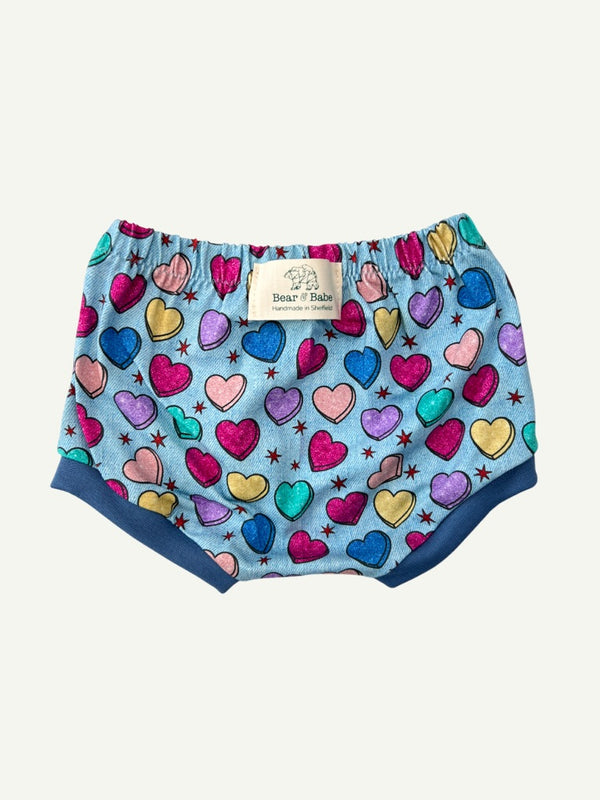 Denim Candy Hearts Baby and Toddler Bummies