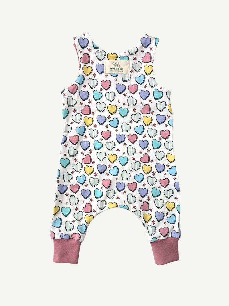 Cream Candy Hearts Baby and Children's Romper